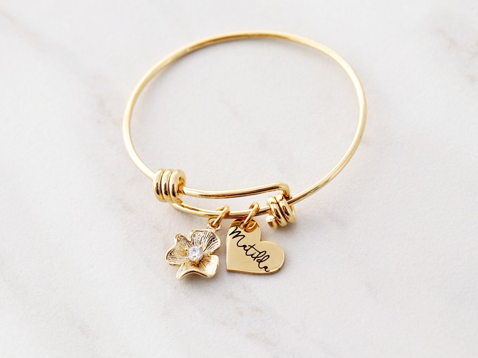 Children's Name Bracelet / Flower Bracelet / Personalized Etsy