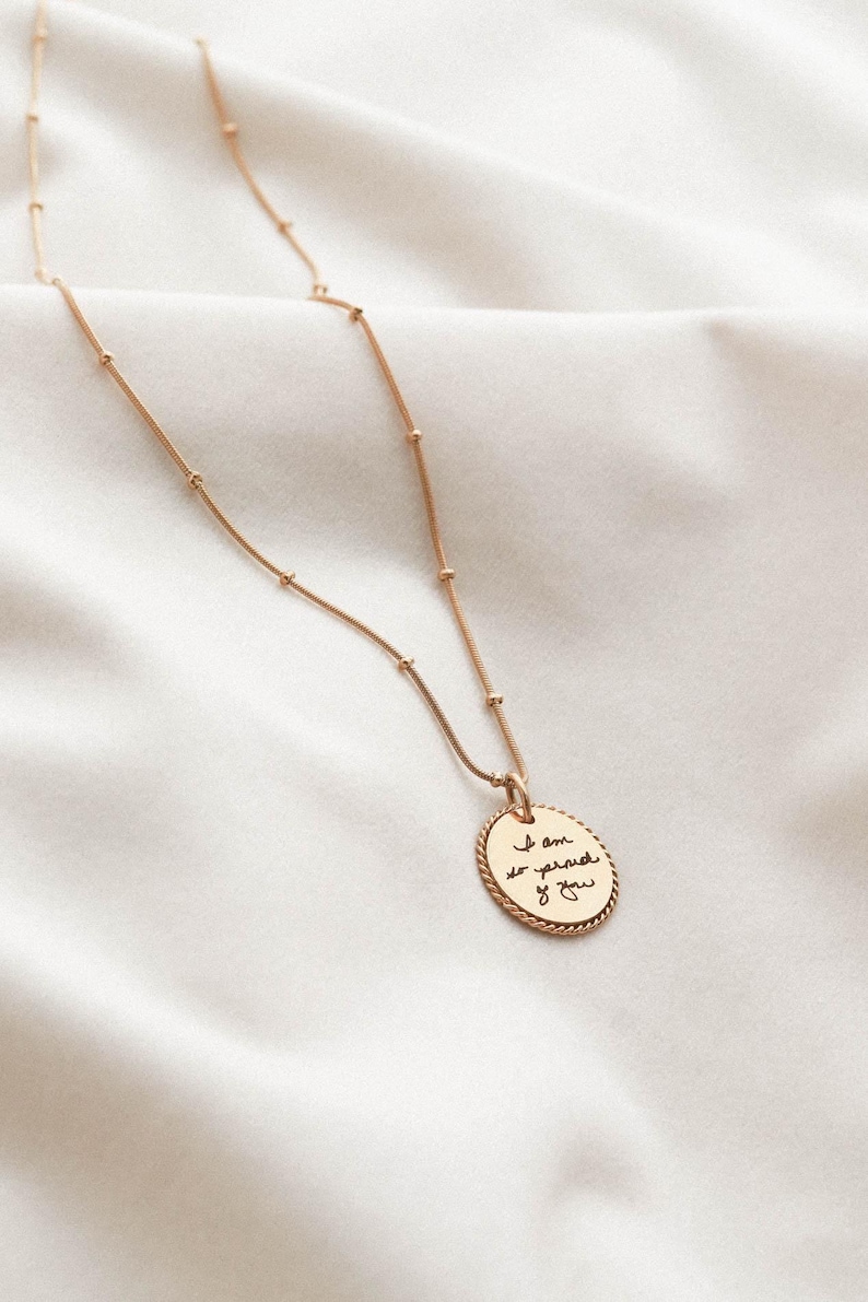 Handwriting Necklace - Actual Handwriting Jewelry Personalized Rope Necklace, Memorial Gift, Custom Signature Engraved Pendant, Rope ZUNO image 8