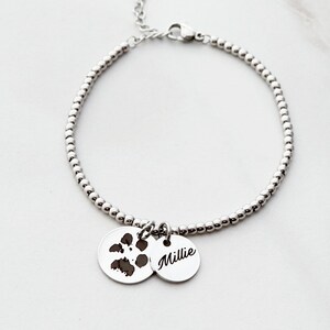 Paw Print Bracelet • Pet Memorial • Paw Print Jewelry • Engraved Paw Print • Dog Mom Bracelet • Cat Paw Print • Custom Bracelet • Paw HND image 2