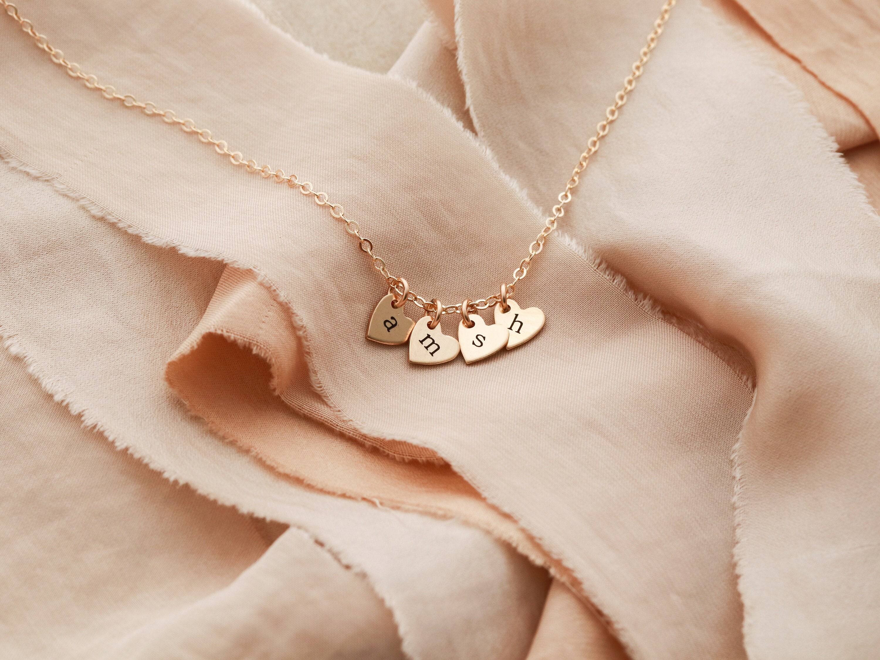 Tiny Hearts Necklace - Initials Necklace, Personalized Gift For Mom, Personalized Mother's Day Jewelry, Gift for Her, Gift for Mom, Mother