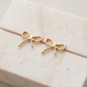 Bow Earrings, Bow Stud Earrings, Trendy Earrings, Hypoallergenic, Waterproof, Ribbon Earrings, Post Earrings, Gift for Her Christmas LUMA image 2