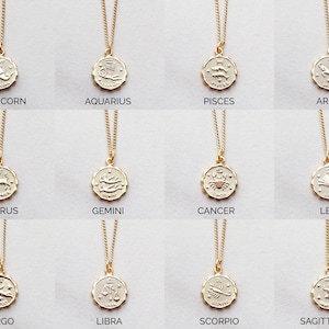 Zodiac Coin Necklace Zodiac Necklace Scorpio Zodiac Necklace Leo Necklace Libra Necklace Zodiac Virgo Necklace ZODC image 4