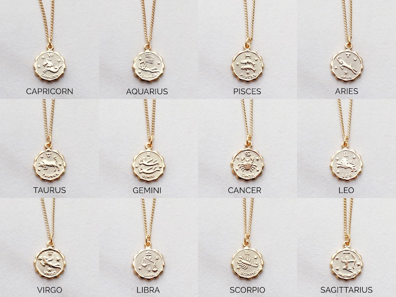 Zodiac Coin Necklace Zodiac Necklace Scorpio Zodiac Necklace Leo Necklace Libra Necklace Zodiac Virgo Necklace ZODC image 4