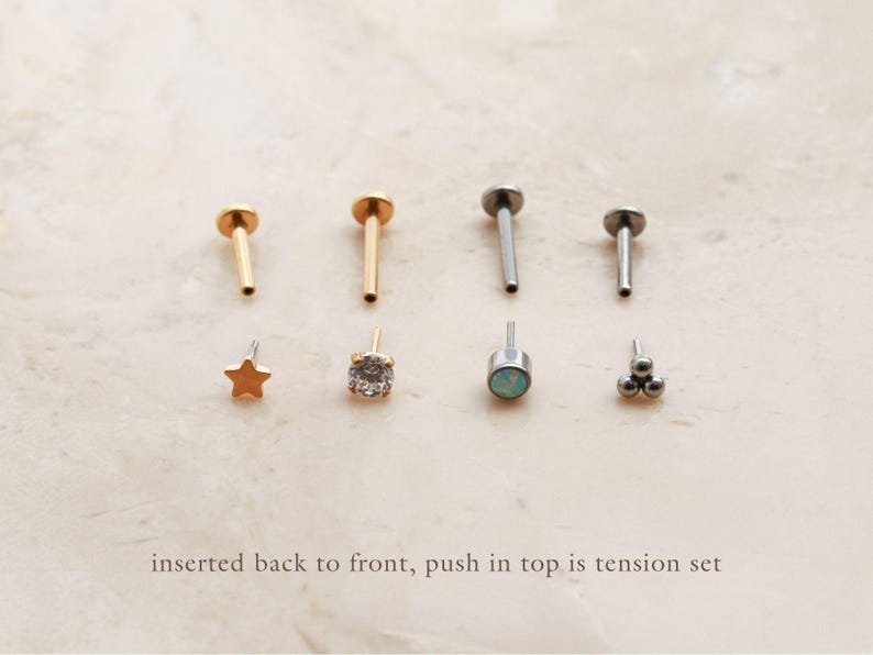 Tiny Cross Flat Back Stud Titanium Earrings, Threadless Push Pin, Dainty Cross, Minimalist, Hypoallergenic, Medical Grade, Cross Stud FEXI image 3