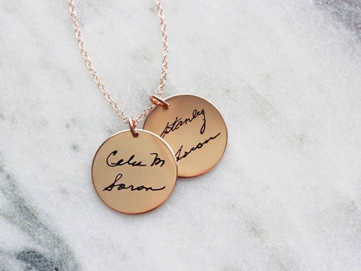 Double Disc Handwriting Necklace 