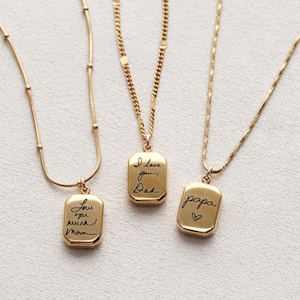 Collar con colgante de escritura a mano - Joyería con escritura a mano real, colgante de oro personalizado, collar con firma personalizada, regalo conmemorativo, octogonal ZUNO imagen 8