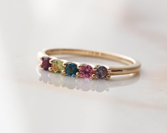 Family Birthstones Ring - Solid 14k Gold, Silver, Mothers Ring Gift for Mom, Personalized Mothers Day Gift, Custom Ring, Heirloom Mae SGR