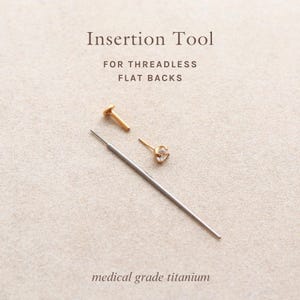 Titanium Insertion Tool Flat Back Insertion Tool, Threadless Push Pin, Flat Back Earrings, Hypoallergenic, 18 Gauge Insertion Guide FEXI image 1