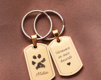 Custom Paw Print Keychain - Pet Memorial Keychain, Actual Paw Print Keepsake, Dog Memorial Gift, Personalized Pet Loss, Cat Memorial 601