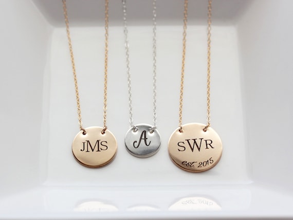 Disc Necklace • Monogram Necklace • Initial Necklace • Name