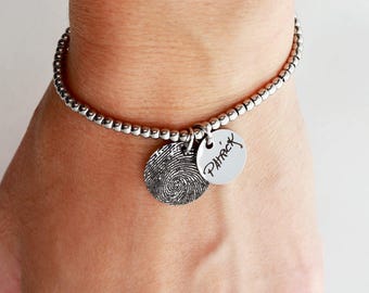 Finger Print Bracelet • Memorial Bracelet • Hand Print Bracelet • Remembrance Gift • Grieving Gift • Actual Finger Print • Actual Prints HND