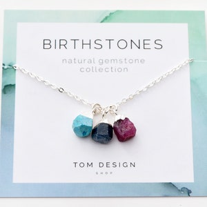 Birthstone Necklace Gemstone Necklace Gem Necklace Raw Birthstone Gift for Her Family Birthstones Mother Gift Gemstone GEM image 3