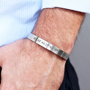 Gift for Him • Men's Cuff Bracelet • Men's Personalized Bracelet • Groom Gift • Men's Bracelet • Custom Engraved Cuff • Custom Mens, ECB image 2