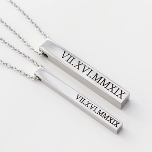 Name Necklace • Mother's Day Gift • Grandmother Gift • Custom Name Necklace • Bar Necklace • 4 Sided Bar • Custom Bar • Personalized Bar 4SE image 4