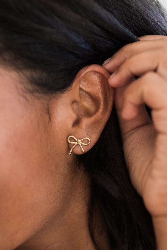 Bow Earrings, Bow Stud Earrings, Trendy Earrings, Hypoallergenic, Waterproof, Ribbon Earrings, Post Earrings, Gift for Her Christmas LUMA