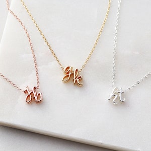 Personalized Initial Necklace Best Friend Gift Tiny Initial Mini Letter Necklace Gift For Her Bridesmaid Gift CURSIVE CHMS image 8