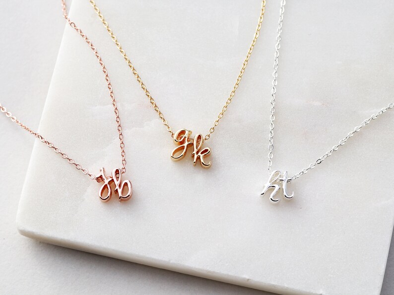 Personalized Initial Necklace Best Friend Gift Tiny Initial Mini Letter Necklace Gift For Her Bridesmaid Gift CURSIVE CHMS image 8