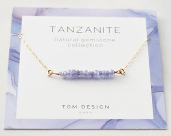 Tanzanite Bar Necklace • December • Gemstone Necklace • Gemstone Bar Necklace • Birthstone Necklace • December Birthday • Tanzanite Gift GEM