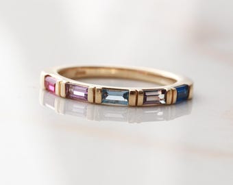 Modern Family Birthstone Ring - 14k Solid Gold Mothers Ring, Sterling Silver Heirloom Ring, Custom Birthstones, Mothers Day Gift, Lorren SGR