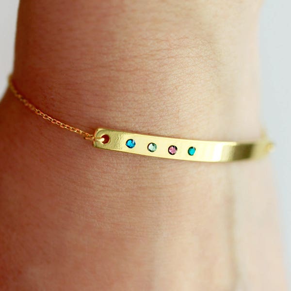 Birthstone Bracelet / Custom Bar Bracelet / Birthstone Jewelry / Gemstone Bracelet / Mom Bracelet / Custom Mom Bracelet / Personalized TBR2
