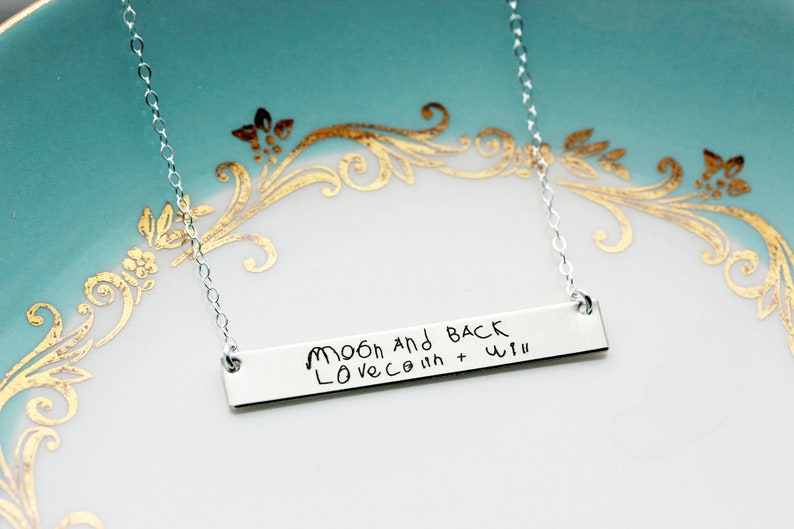 Handwriting Necklace Custom Engraved Handwriting Necklace Etsy
