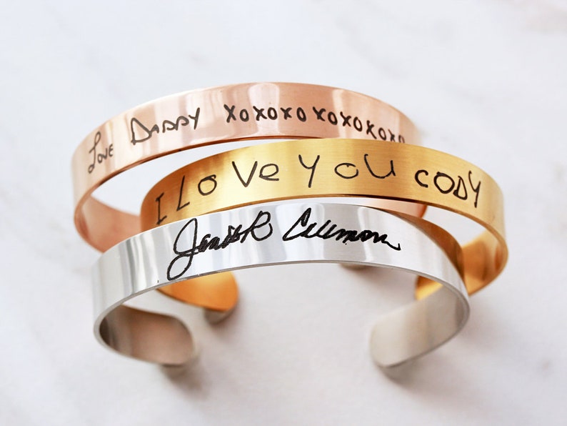 Actual Handwriting Bracelet Handwriting Bracelet, Engraved Cuff Bracelet, Engraved Handwriting Bracelet, Custom Handwriting, Medium HND image 3