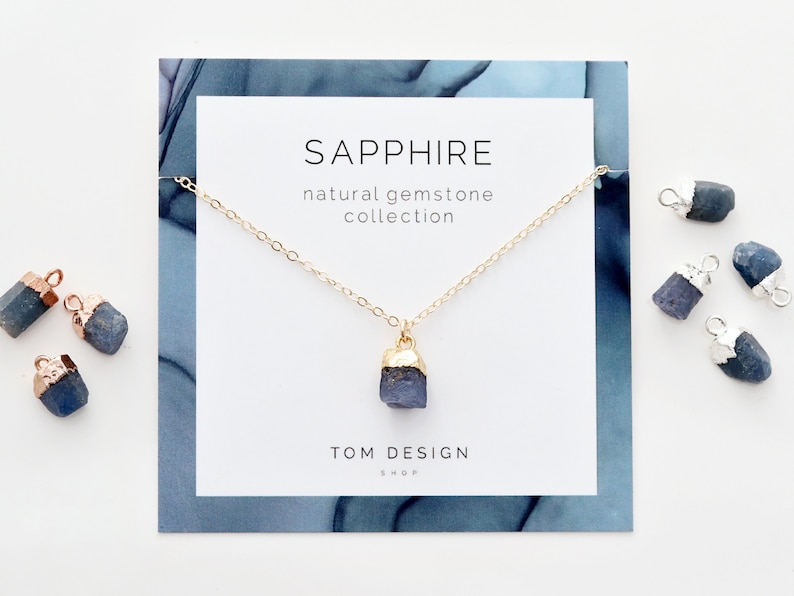 Sapphire Necklace Natural Sapphire Gemstone Necklace September Birthstone September Birthday Gift Gift for Her Sapphire Gift GM1 image 1