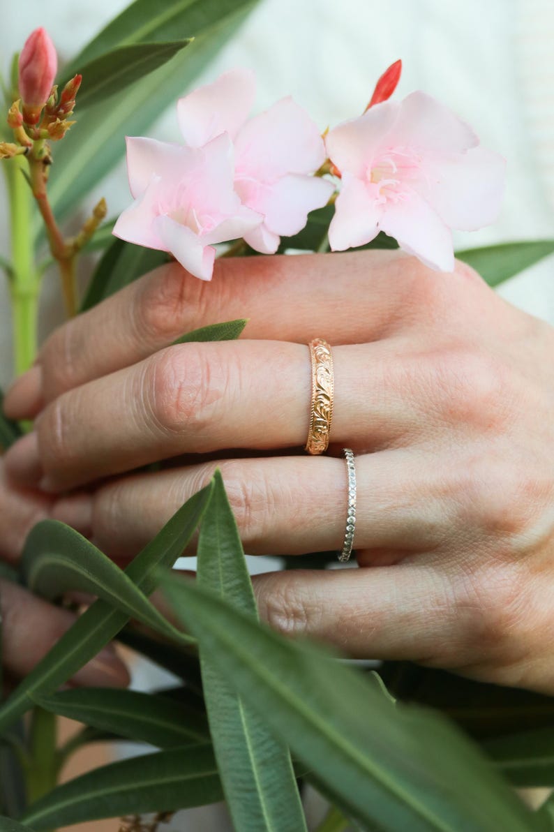 Floral Ring - 14k Gold Filled, Vintage Inspired Gold Ring, Dainty Floral Band, Ornate Gold Filled Ring, Stacking Ring, Carved Floral RNG image 5