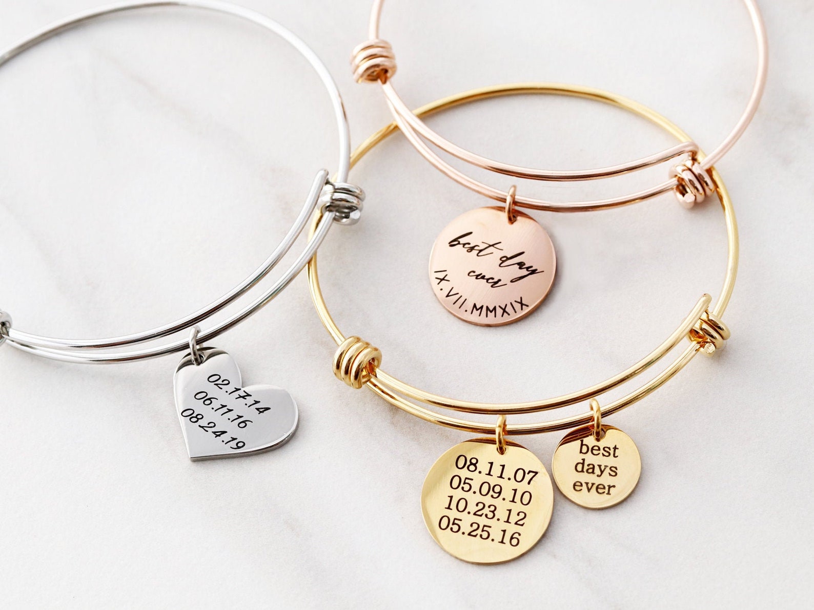 Date Bangle Bracelet Date Bracelet Wedding Date Bangle Etsy