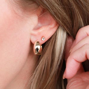 Chunky Teardrop Earrings - Thick Gold Hoops, Huggies, Bubble Earrings, Bold Hoop, Hypoallergenic, Sensitive Ears, Anti-Tarnish 16mm ERG