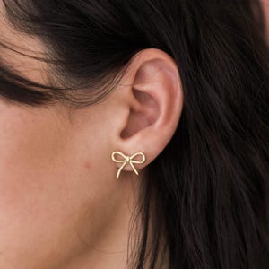 Bow Earrings, Bow Stud Earrings, Trendy Earrings, Hypoallergenic, Waterproof, Ribbon Earrings, Post Earrings, Gift for Her Christmas LUMA image 8