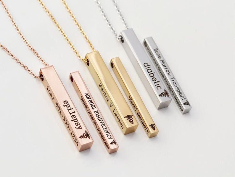 Medical ID Necklace • Medical ID • Medical Alert • Alert Necklace • Allergy Necklace • Diabetic Necklace • Prescription Necklace Medical 4SE image 1