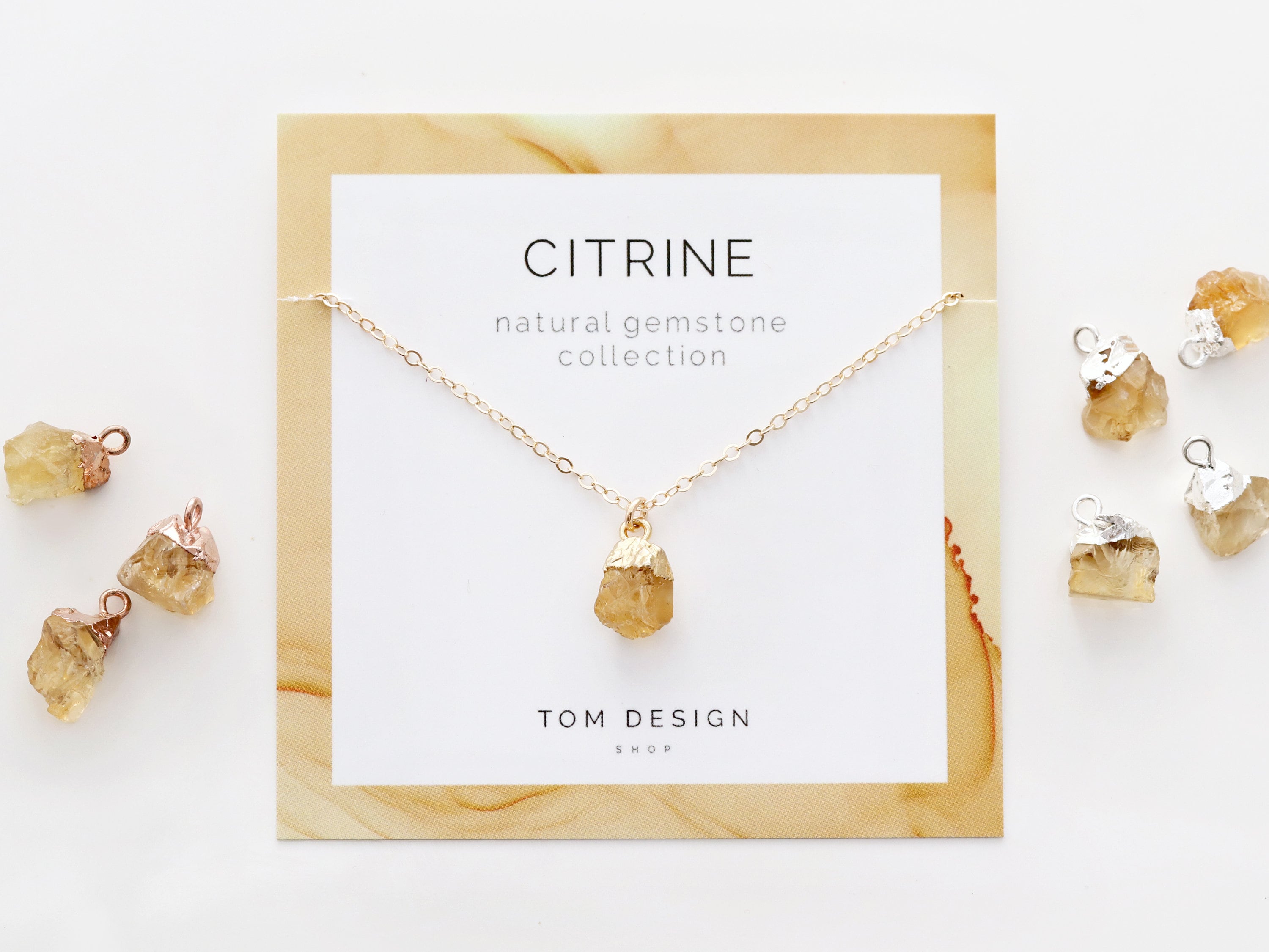 Natural Citrine Gemstone Necklace 