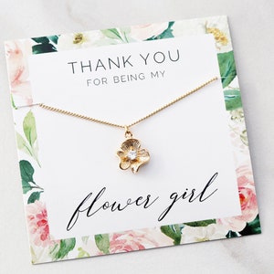 Flower Girl Necklace • Flower Girl Gift • Children&#39;s Necklace • Children&#39;s Jewelry • Dainty Flower Necklace • Bridal Party Wedding 2FL CHMS