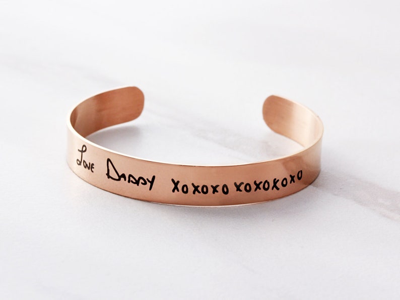 Mother's Day Gift Handwriting Bracelet, Children's Actual Handwriting, Engraved Cuff Bracelet, Custom Bangle, Handwriting Gift, Medium HND image 2