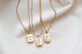 Handwriting Pendant Necklace - Actual Handwriting Jewelry, Custom Gold Pendant, Personalized Signature Necklace, Memorial Gift, Octagon HND