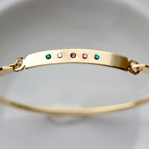 Birthstone Bangle Bracelet Personalized Birthstone Bangle Bracelet, Personalized Gift for Mom Swing Top Bracelet Gift for Mom Grandma TBR2 image 3