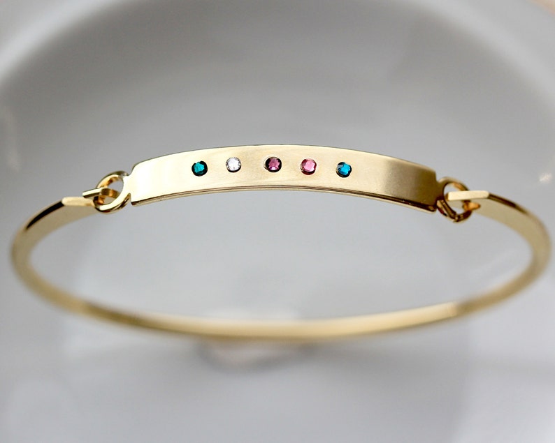 Birthstone Bangle Bracelet Personalized Birthstone Bangle Bracelet, Personalized Gift for Mom Swing Top Bracelet Gift for Mom Grandma TBR2 image 3