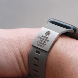 Medical ID Watch Charm - Apple Watch Medical Alert, Personalized Medical Bracelet Tag, Emergency ID Charm, Engraved Medical Info, Watch MXE2 image 5