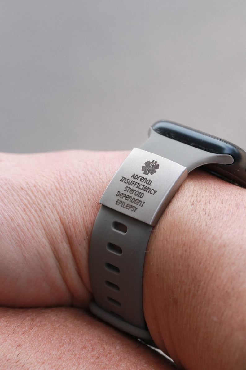 Medical ID Watch Charm - Apple Watch Medical Alert, Personalized Medical Bracelet Tag, Emergency ID Charm, Engraved Medical Info, Watch MXE2 image 5