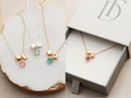 Birthstone Necklace • Children's Letter Necklace • Child Initial Necklace • Flower Girl Gift • Flower Girl Necklace • Birthday Gift BSI GZ