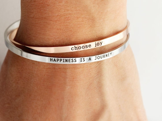 Personalized Stacking Bracelet • Layering Bracelet • Personalized Bracelet • Engraved Cuff • Custom Engraving • Gift for Her - Skinny ECB