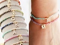 Initial Bracelet • Personalized Gift for Her • Initial Letter Charm Bracelet • Beaded Bracelet • Layering Bracelet • CZ Letter Monogram BGS2