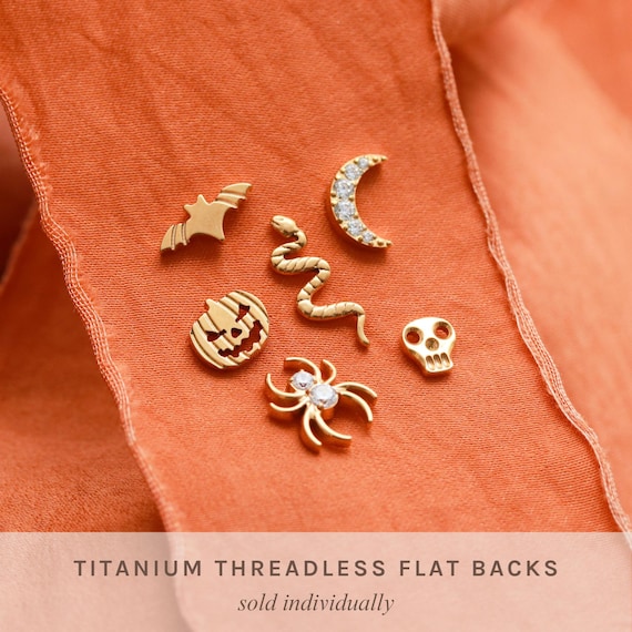 Halloween Earrings  Flat Back Earrings, Threadless Earrings, Titanium Earring, Halloween Studs, Press Fit, Hypoallergenic Piercing Stud FEXI