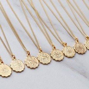 Zodiac Coin Necklace • Zodiac Necklace • Scorpio Zodiac Necklace • Leo Necklace • Libra Necklace Zodiac • Virgo Necklace • ZODC