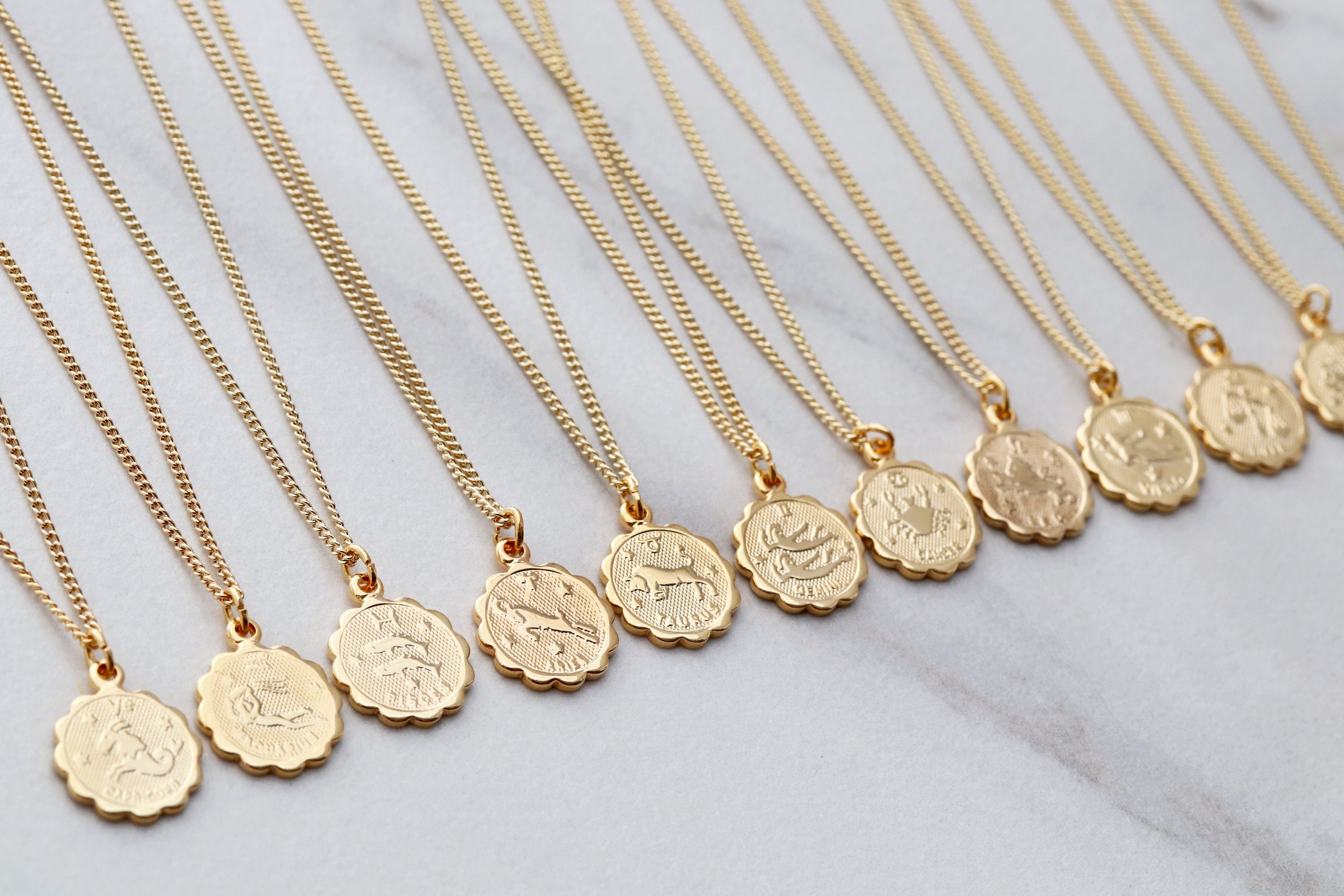 CLEARANCE Zodiac Coin Necklace • Zodiac Necklace • Scorpio Zodiac Necklace • Leo Necklace • Libra Necklace Zodiac • Virgo Necklace • ZODC