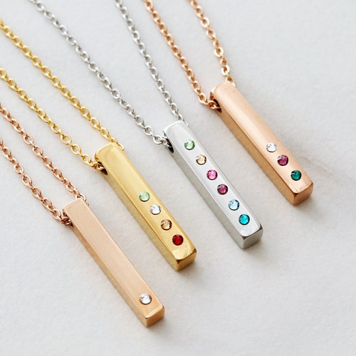 Birthstone Bar Necklace / Mother's Day 