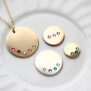 Gold Disc Necklace • Birthstone Necklace • Personalized Disc • Gemstone Necklace • Disc with Birthstone • Mother&#39;s Day Gift • Gift Idea TBR1