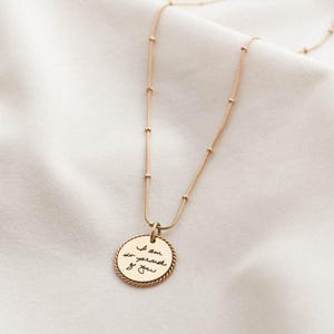 Handwriting Necklace - Actual Handwriting Jewelry Personalized Rope Necklace, Memorial Gift, Custom Signature Engraved Pendant, Rope ZUNO image 1
