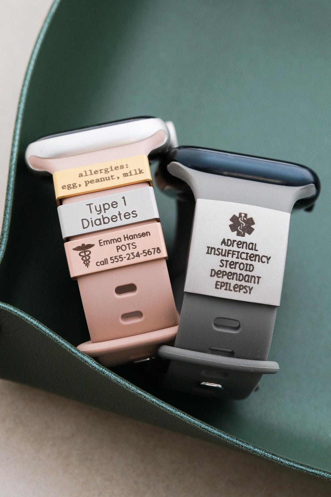 Medical ID Watch Charm - Apple Watch Medical Alert, Personalized Medical Bracelet Tag, Eme